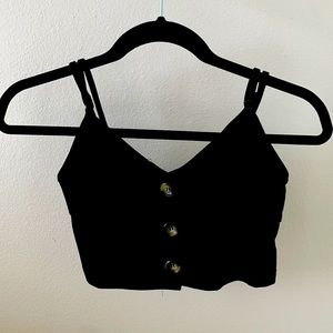 BLACK BUTTON CROP TOP